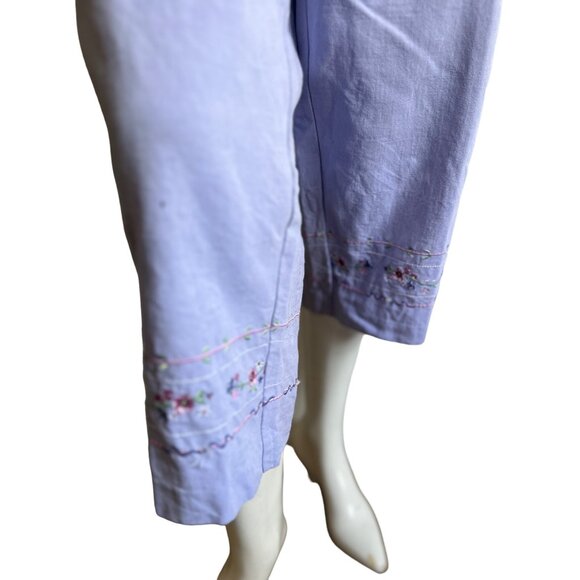 Vintage Koret Linen Blend Floral Pant Suit Sz Large Womens Purple Button Front S - Picture 7 of 16